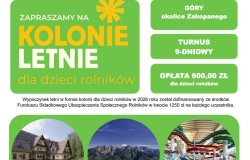 Dofinansowane kolonie letnie w górach dla dzieci rolników (KRUS)